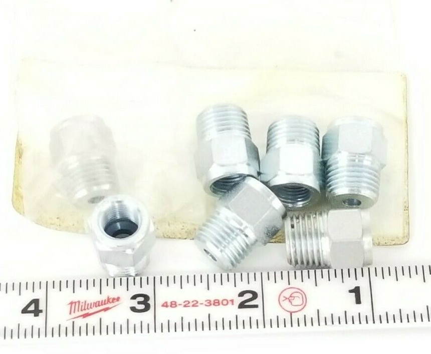 Used LOT OF 7 NEW OMV 018045241 CONNECTORS 03.206.0 1/4'' IN. THREAD OUT 1/8'' IN. IN