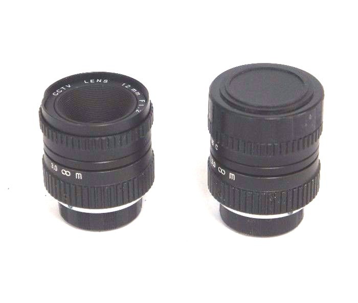 Used LOT OF 2 HIGH RESOLUTION CCTV LENSES 12MM F1.2