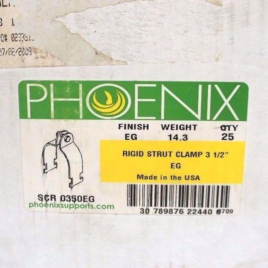 Used BOX OF 25 NEW PHOENIX 3-1/2" RIGID STRUT CLAMPS SCR 0350EG