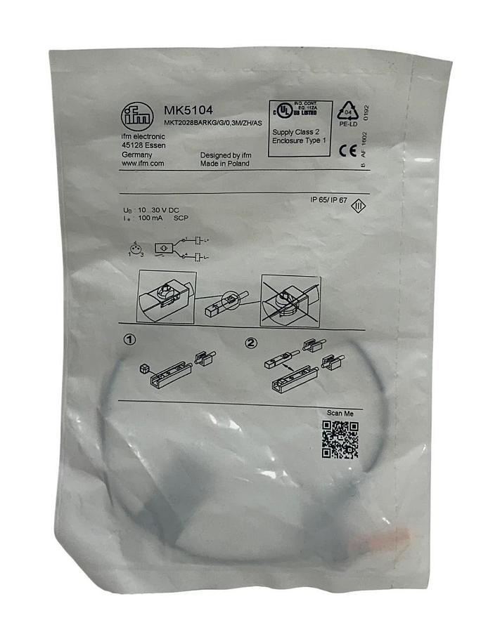 Used 2 IFM MKT2028BARKG/G/0,3M/ZH/AS / MK5104 CYLINDER SENSORS 10-30VDC 100mA NSFS