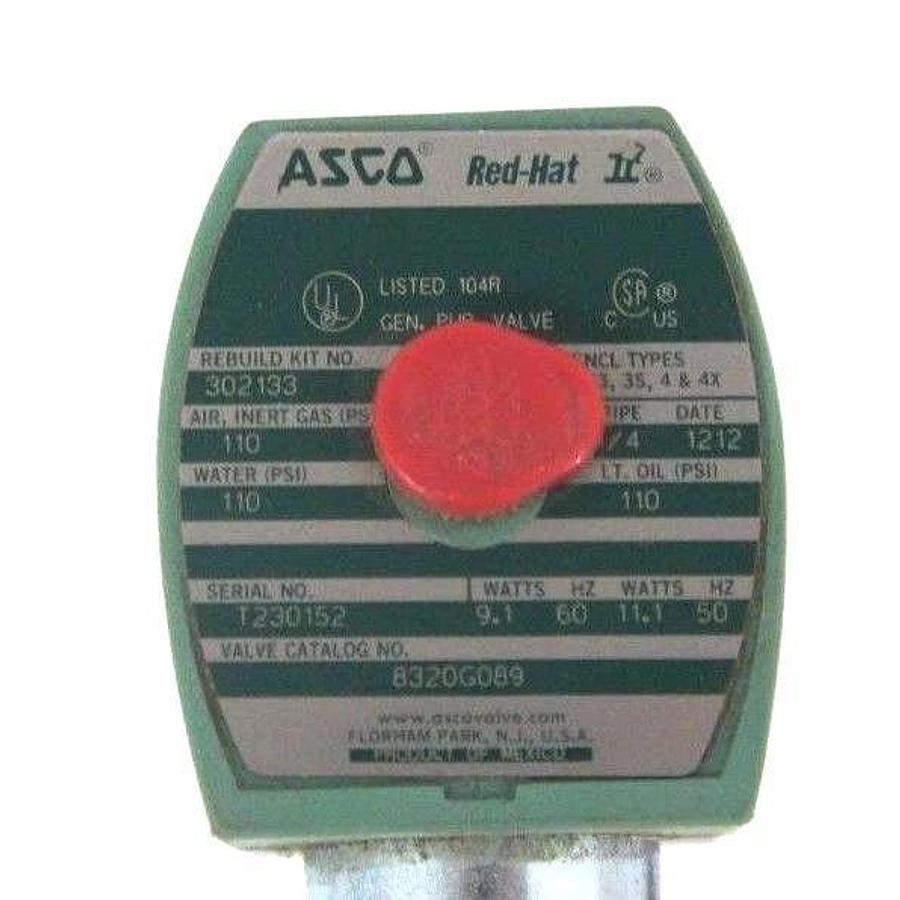Used NIB ASCO 8320G089 SOLENOID VALVE 120/60, 110/50, 1/4