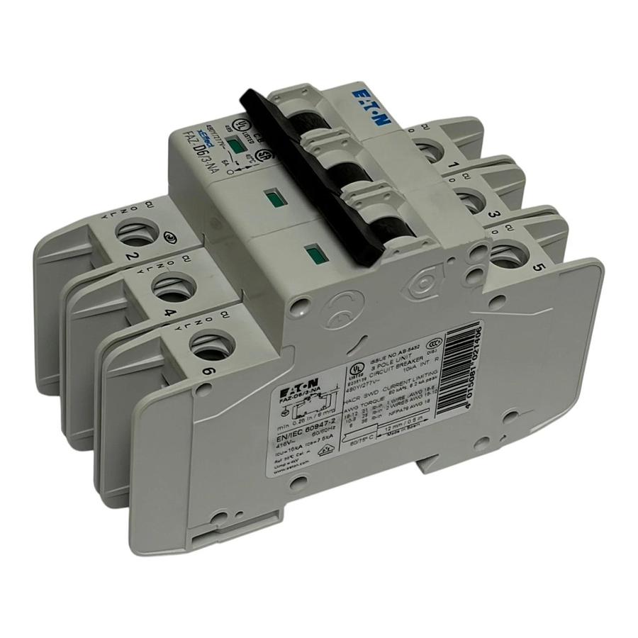 Eaton FAZ-D6/3-NA Moeller xEffect 3 Pole 6A D Curve Circuit Breaker UL 489 New