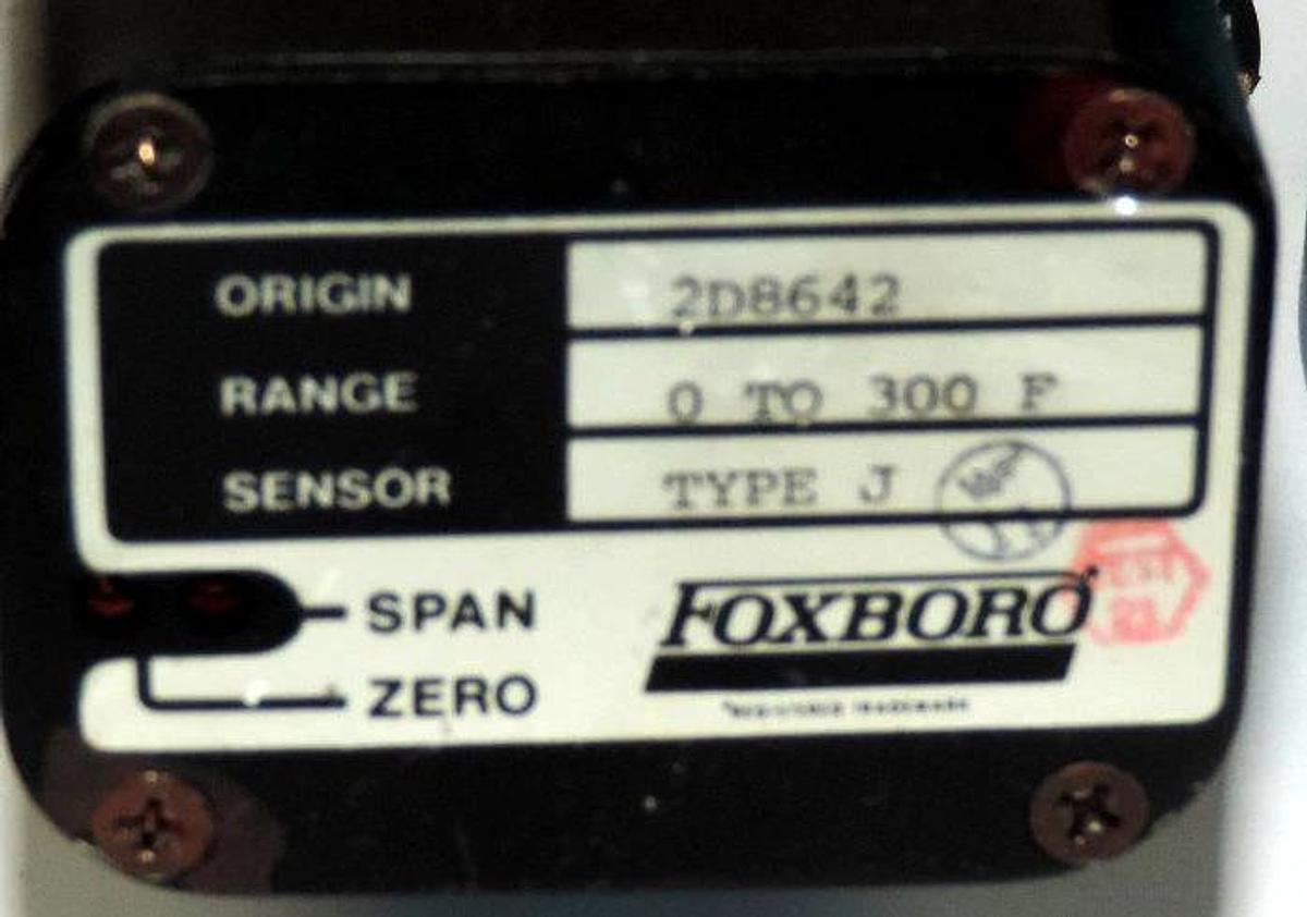 Used FOXBORO E93-BJ31UL ST. C TEMPERATURE TRANSMITTER 0-300, TYPE J SENSOR, E93BJ31UL