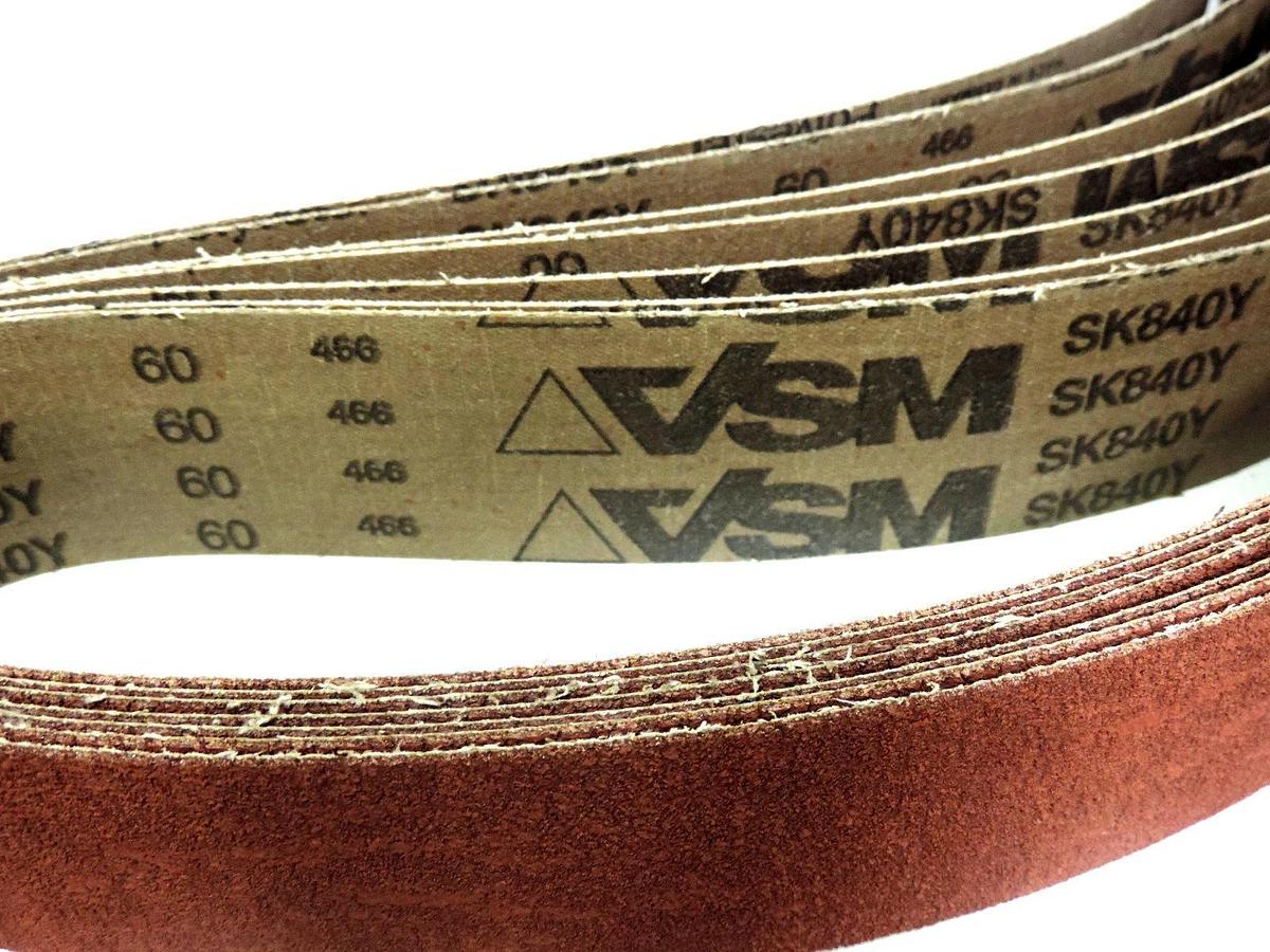 Used LOT OF 7 VSM SANDING BELTS SK840Y 2-1/2" WIDE 60 GRIT 466 POLYESTER NEW
