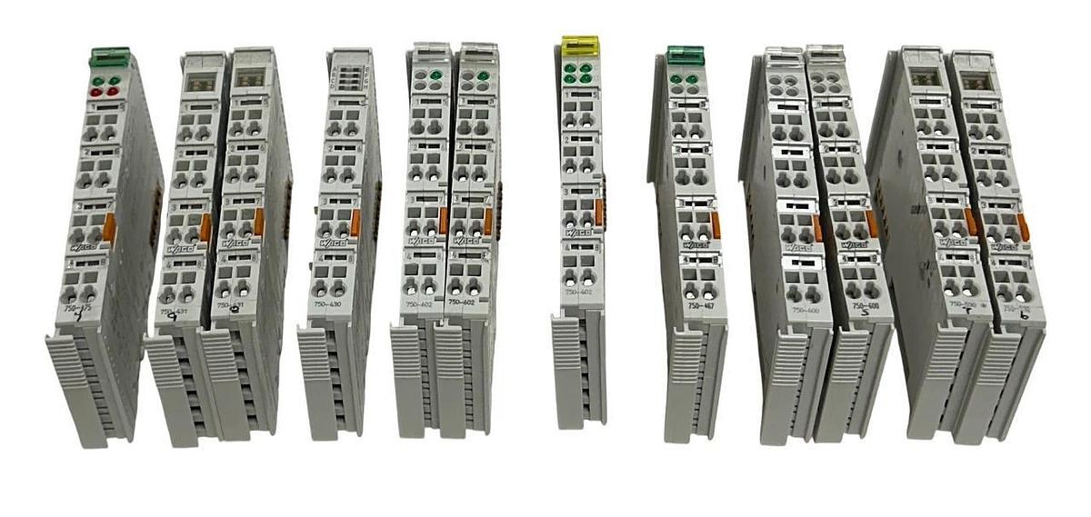 Used 12 WAGO I/O SYSTEM MODULES 750-467 / 750-600 / 750-602 / 750-475 / 750-530 USNP
