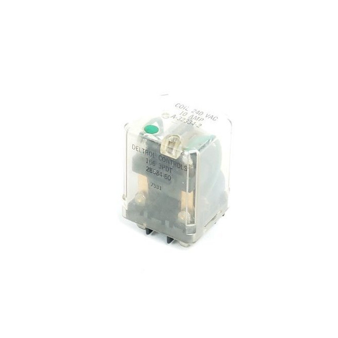 Used DELTROL CONTROLS 166-3PDT RELAY 28684-60, A-32334-2, 240VAC COIL, 10A, 1663PDT