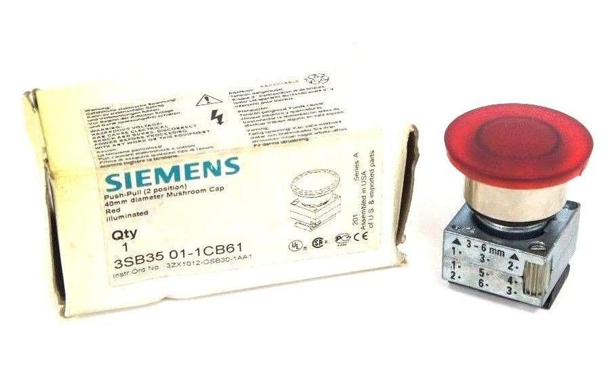 NIB SIEMENS 3SB35-01-1CB61 ILLUMINATED PUSH BUTTON RED 3SB35011CB61