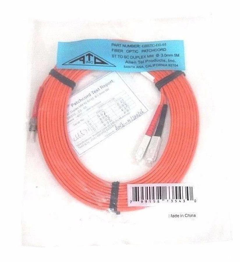 Used NEW ALLEN TEL PRODUCTS GBSTC-D2-05 FIBER OPTIC PATCHCORD 3.0mm 5M