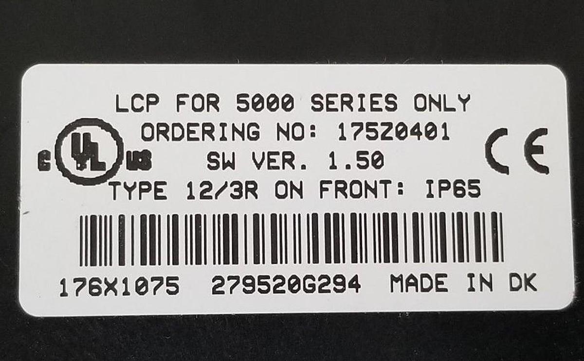 Used DANFOSS 175Z0401 LOGIC CONTROL PANEL FOR 5000 SERIES ONLY, TYPE 12/3R, 176X1075