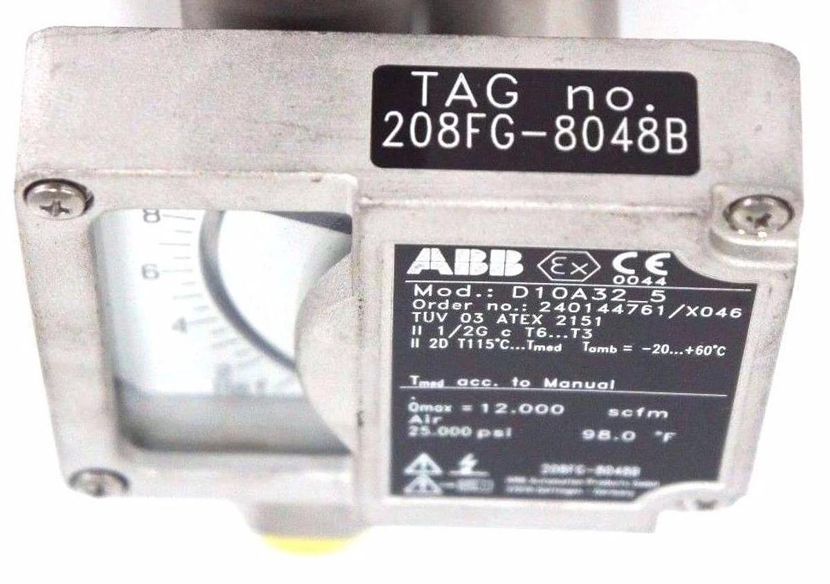 NEW ABB D10A32-5 FLOWMETER 1/2" NPT ORDER NO. 240144761/X046 D10A325