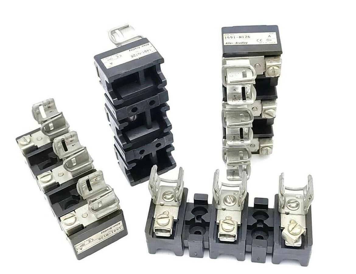 Used LOT OF 4 ALLEN BRADLEY 1491-N126 FUSE BLOCKS 30AMP 3OLE 600V SER. A