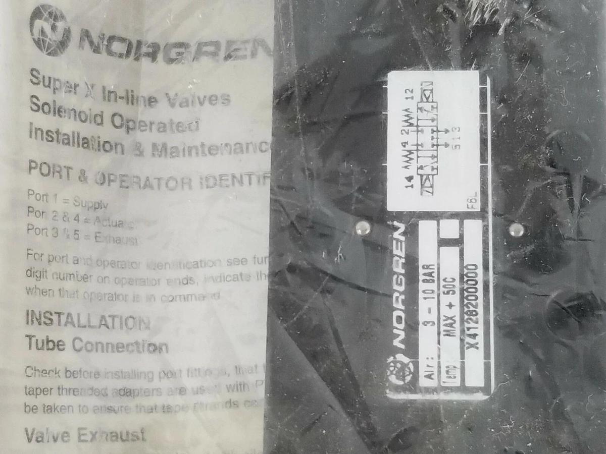 Used NEW NORGREN X4128200000 DOUBLE SOLENOID VALVE 3-10 BAR, W/O 4098350