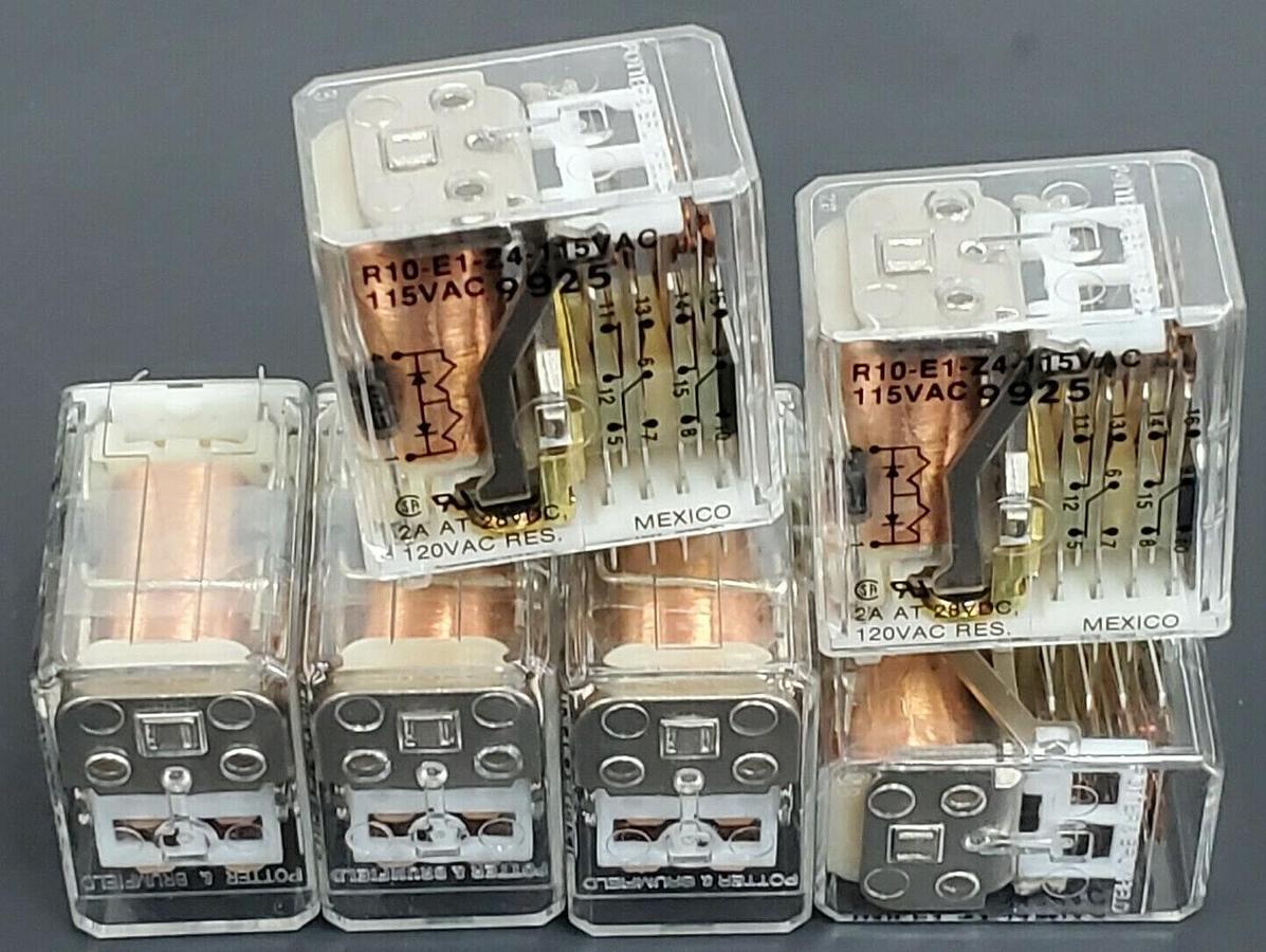 Used LOT OF 6 POTTER & BRUMFIELD R10-E1-Z4-115VAC RELAYS R10-E1-Z4 115VAC