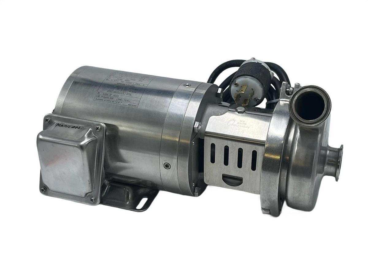 Used Ampco C+114-DG-056C Sanitary Pump w/ Leeson 1HP 1750RPM Stainless Motor 3PH