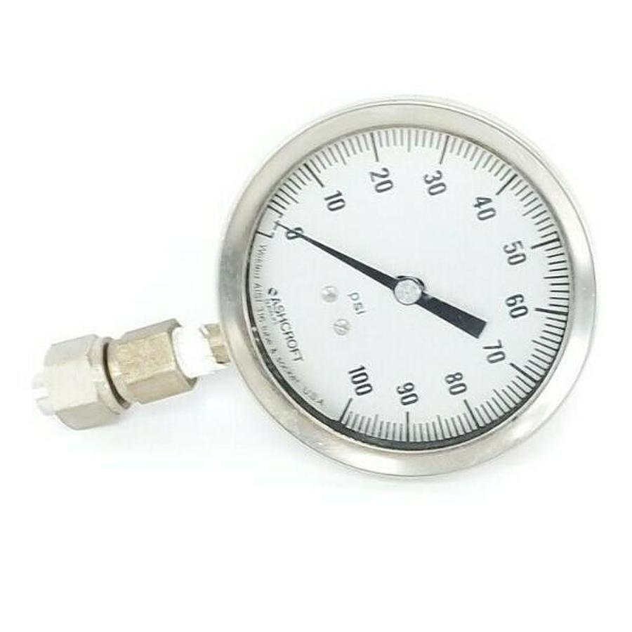 Used ASHCROFT 238A460-01 REV. E 0-100PSI PRESSURE GAUGE 238A46001