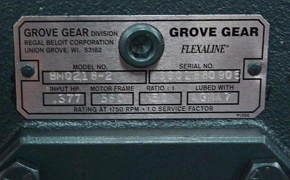 NIB GROVE GEAR BMQ218 FLEXALINE WORM SPEED REDUCER BMQ218-50-2-56C BMQ218-2