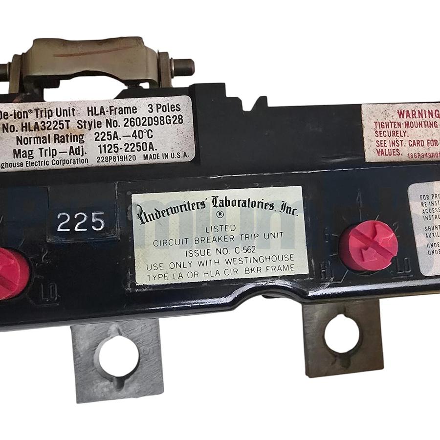 Westinghouse HLA3225T Trip Unit Only Type LA HLA 3P 225A Style 2602D98G28 NSMP