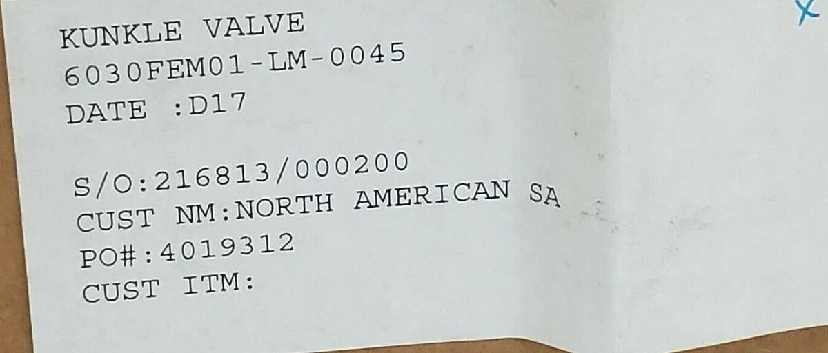 NIB KUNKLE 6030FEM01-LM SAFETY RELIEF VALVE, 45PSI, 6030FEM01-LM-0045, 1"