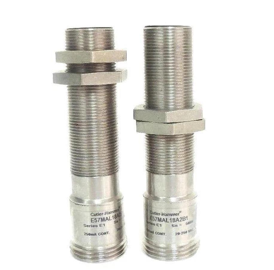 Used LOT OF 2 CUTLER-HAMMER E57MAL18A2B1 PROXIMITY SENSORS SERIES E1, 20-250VAC