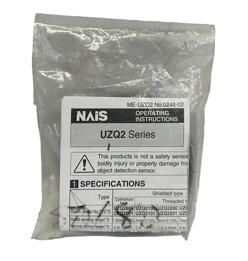 Used NAiS UZQ2211 / UZQ2 SERIES INDUCTIVE PROXIMITY SWITCH 8mm RANGE 12-24VDC NSNP