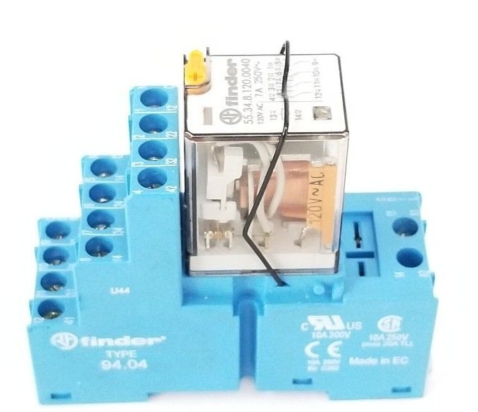Used FINDER 94.04 RELAY SOCKET W/ 55.34.8.120.0040 RELAY
