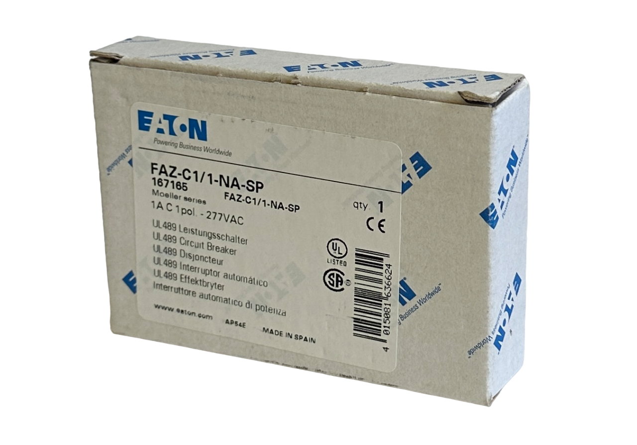 Used NEW EATON FAZ-C1/1-NA-SP / 167165 MOELLER SERIES 1A CIRCUIT BREAKER 1P 277VAC