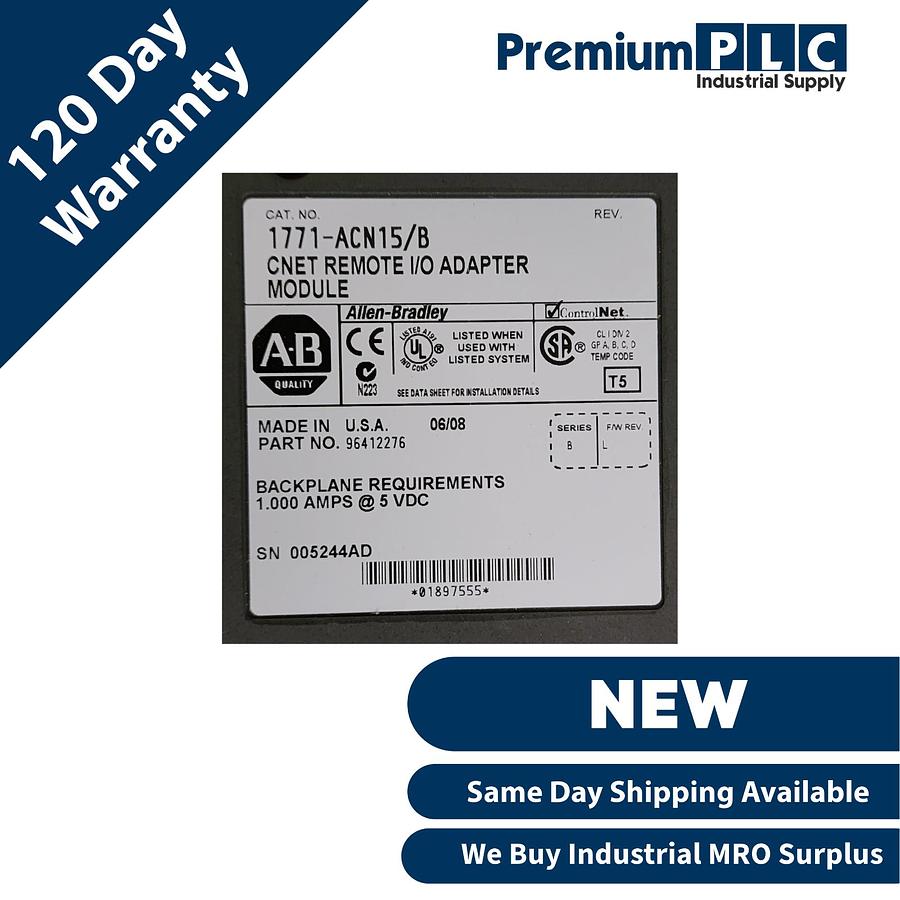 Used NEW ALLEN BRADLEY 1771-ACN15 /B ControlNet REMOTE I/O ADAPTER MODULE 1771ACN15