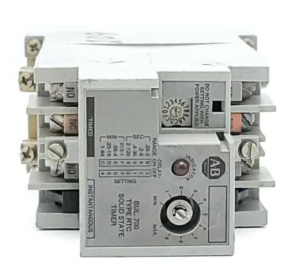 Used ALLEN BRADLEY 700-RTC00000U1 SOLID-STATE TIMING RELAY 120V DC SER. A
