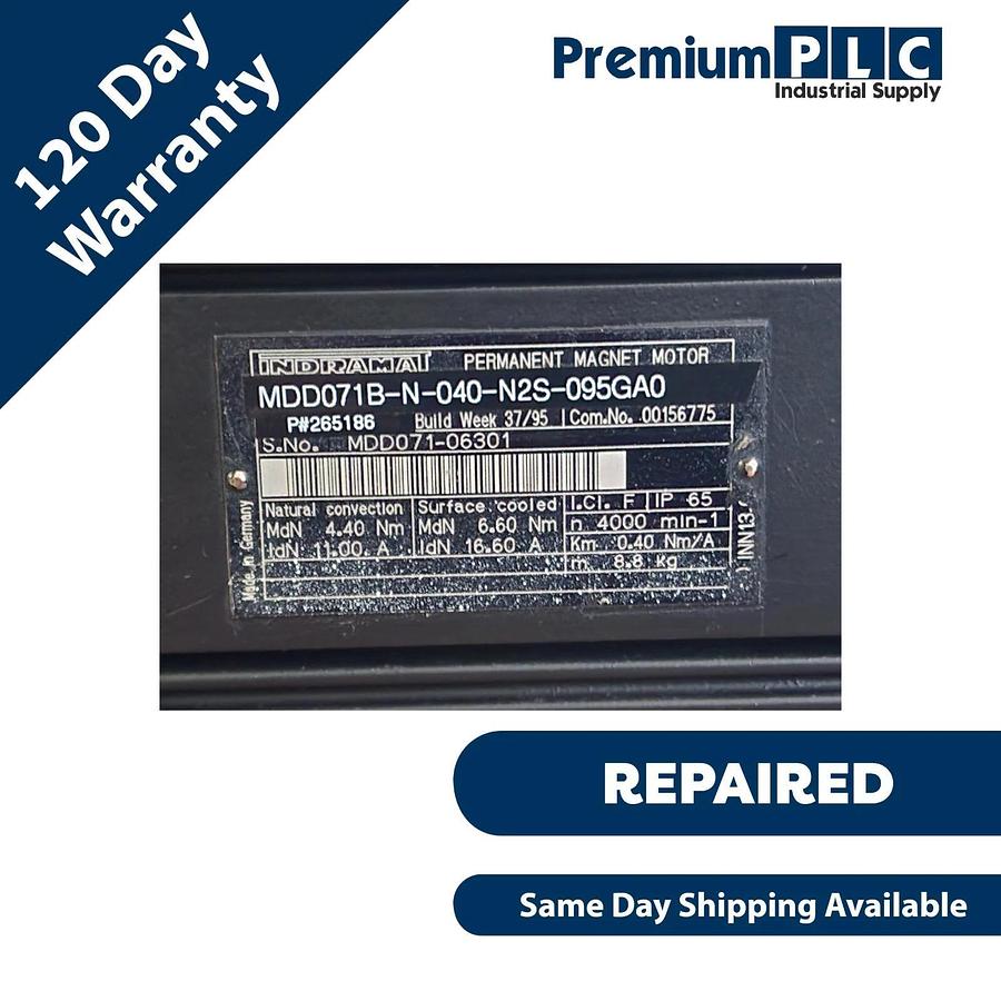 Refurbished REPAIRED REXROTH INDRAMAT MDD071B-N-040-N2S-095GA0 AC SERVO MOTOR R911265186