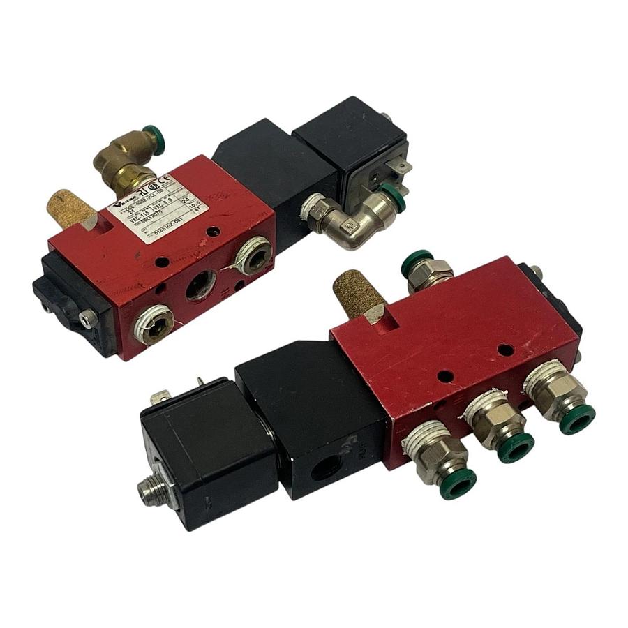 Used (2) Versa CSG-4302-HCL-DO-24 Pneumatic Solenoid Valves 24VDC 1/4" NPT 115 PSI