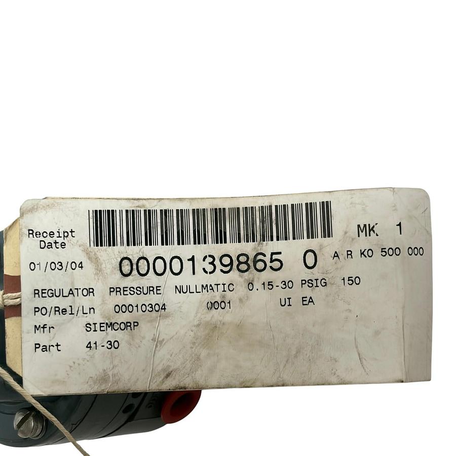 Used Siemens Moore Nullmatic 41-30 Precision Pressure Regulator 0.15-30 PSIG 1/8 NPT