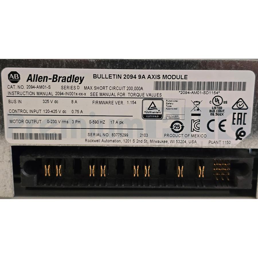 Used ALLEN BRADLEY 2094-AM01-S /D Kinetix 6000 9A AXIS MODULE 1.9kW 2094AM01S NSNP