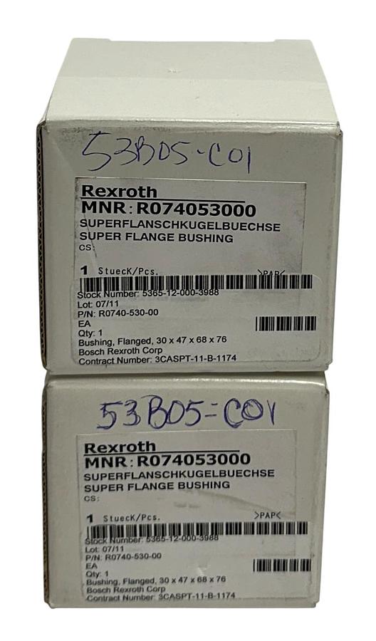 Used 2 BOSCH REXROTH R074053000 LINEAR SUPER FLANGE BUSHINGS 30mm DIAMETER NSMP