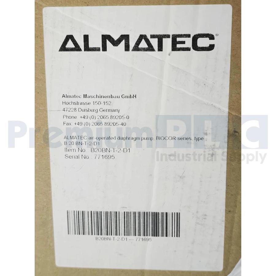 Almatec B20BN-T-2-D1 BIOCOR B20 Sanitary Double Diaphragm Pump 1" TC 316L NSMP