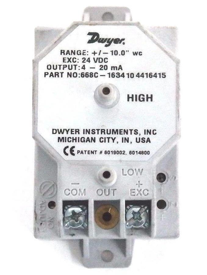 Used DWYER 668C-16 COMPACT DIFFERENTIAL PRESSURE TRANSMITTER 668C-1634 10 4416420