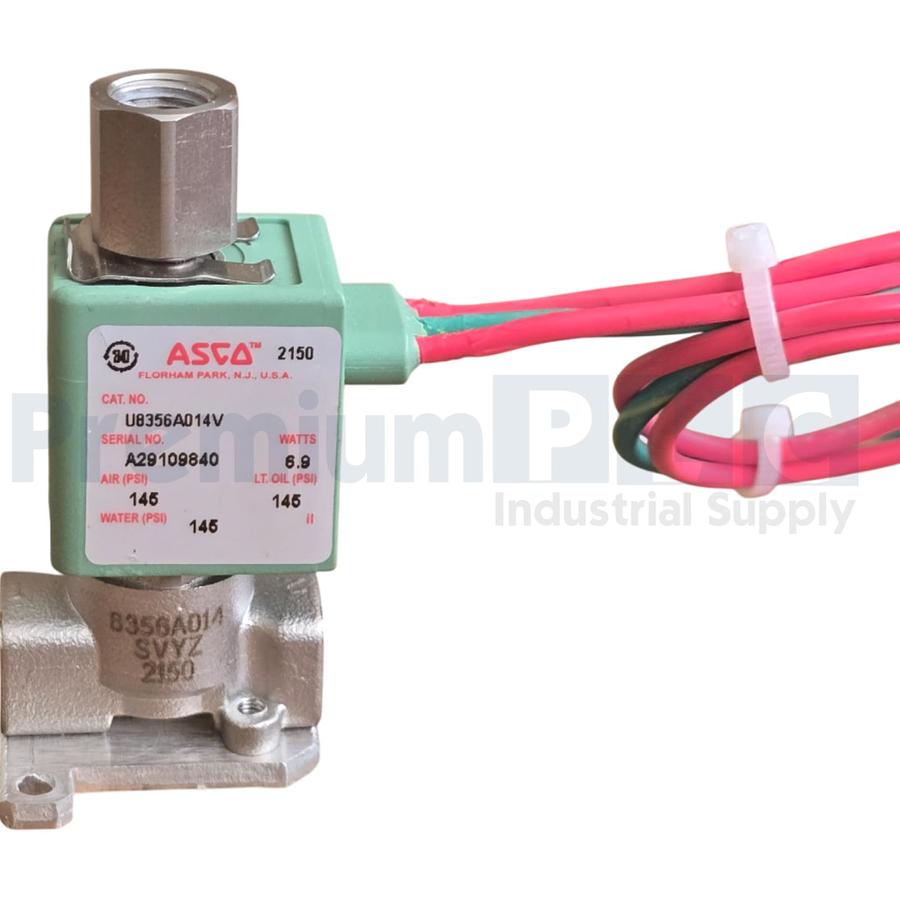 Used ASCO U8356A014V 3/2 8356 SERIES 3-Way/2-Pos SOLENOID VALVE 1/8" NPT SS 316 NUPI