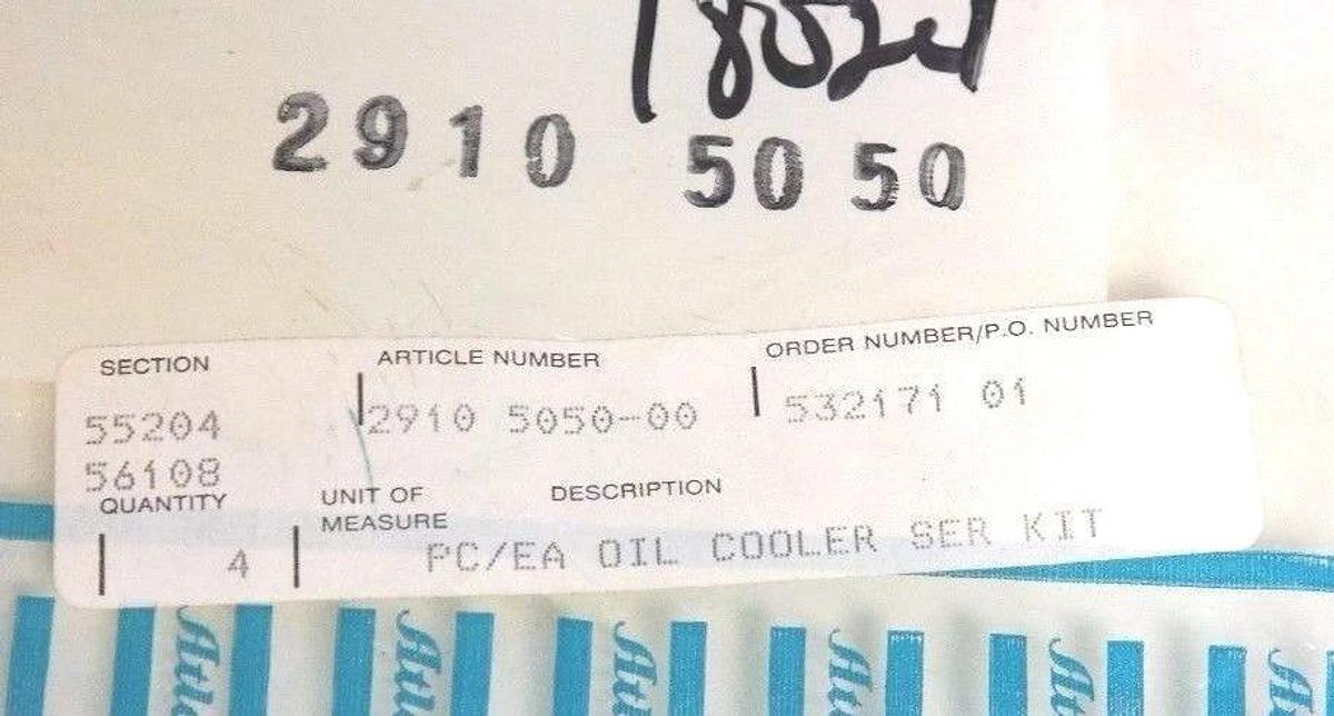Used NIB ATLAS COPCO 2910-5050-00 OIL COOLER SERVICE KIT 2910-5050, 2910505000