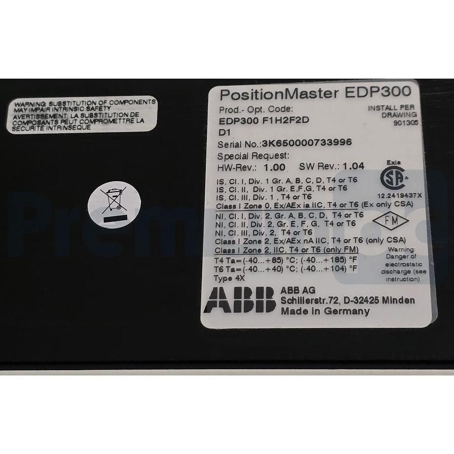 ABB PositionMaster EDP300 Digital Positioner EDP300-F1H2F2D D1 4-20mA HART