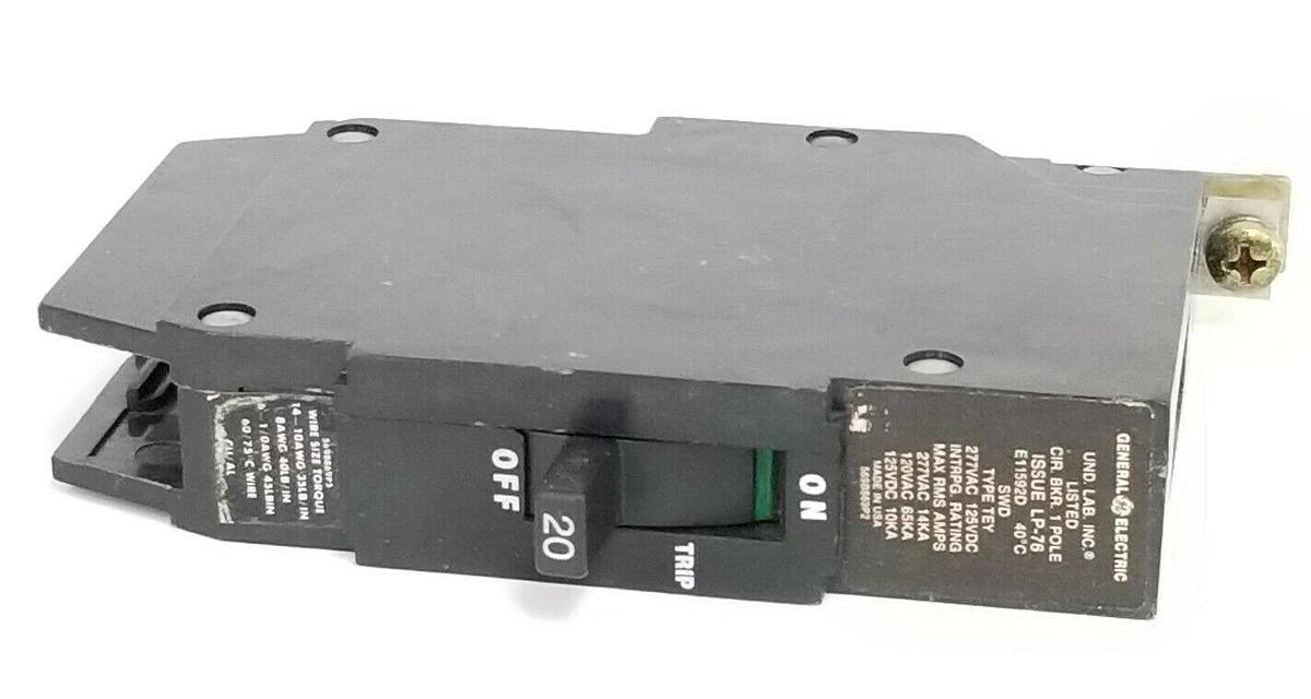 Used GENERAL ELECTRIC LP-76 CIRCUIT BREAKER 1-POLE SWD TYPE: TEY E11592D 277VAC 14KA