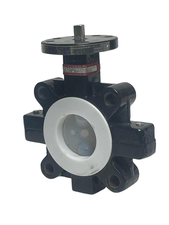 Used A-T Controls 2.5" Lined Butterfly Valve ASC-L1-0250-PFR-XA w/ Actuator Mount Kit