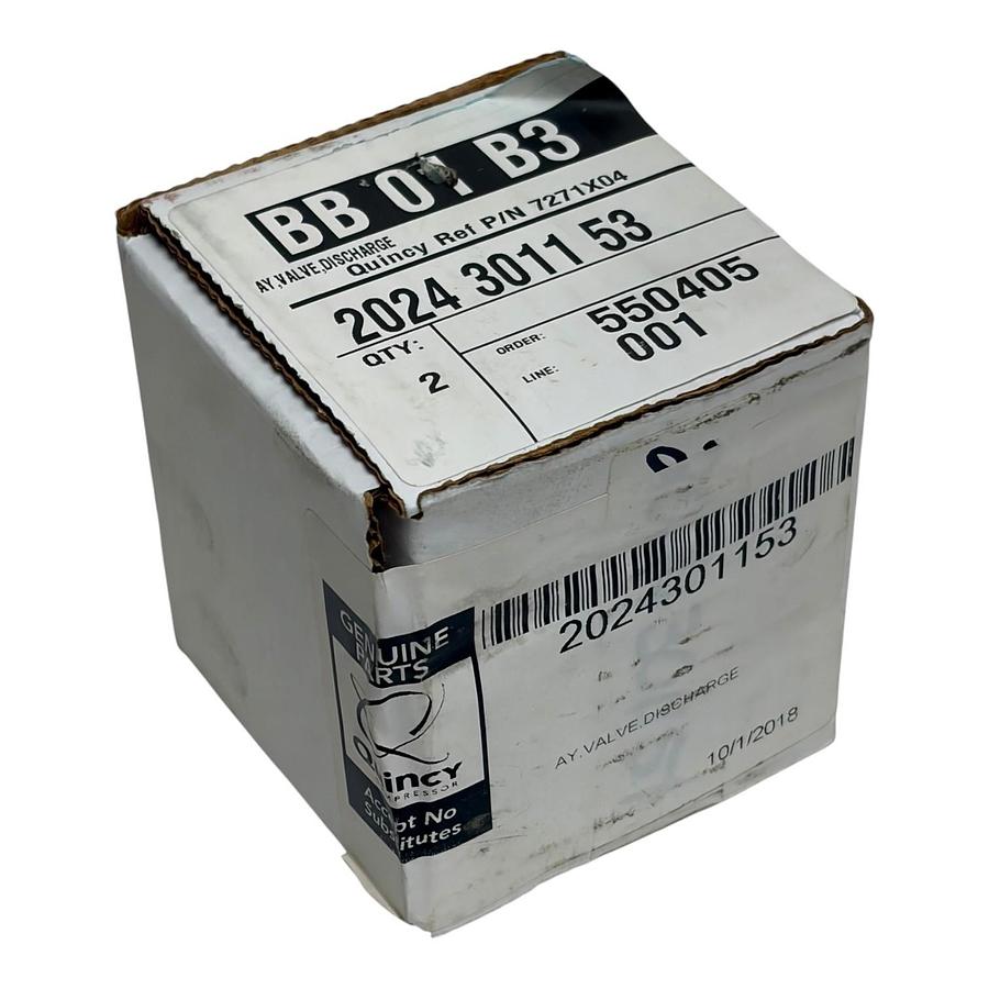 Used Quincy 7271X04 Compressor Discharge Valve Assembly New In Box 2024301153