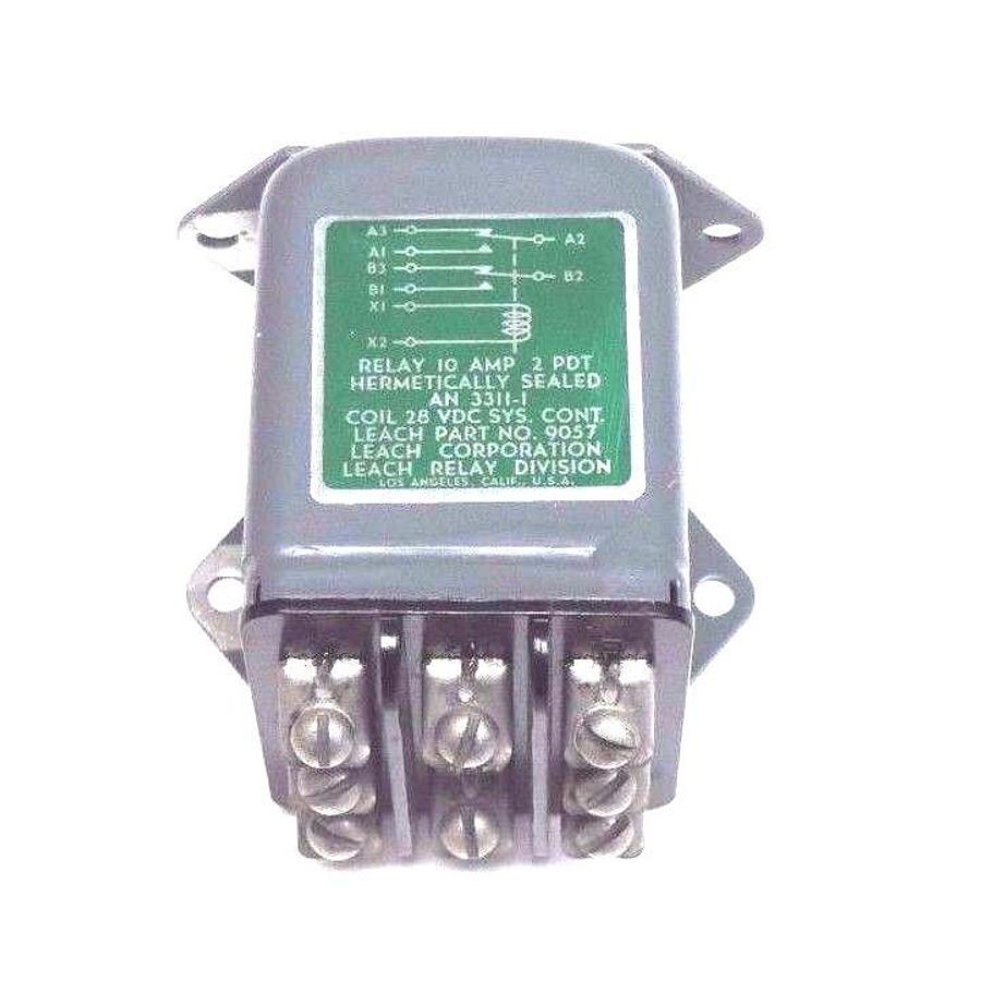 Used NEW LEACH CORP. AN-3311-1 RELAY 28VDC, 10AMP, 2PDT, HERMETICALLY SEALED, AN33111