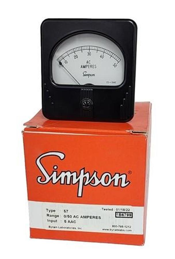 NIB SIMPSON TYPE: 57 TIME METER 0-50 AC AMPERS