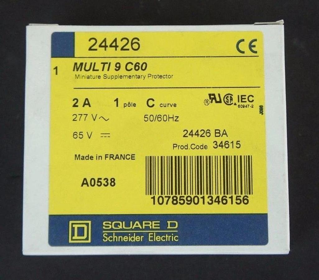 Used LOT OF 3 NIB SQUARE D 24426 MINI SUPPLEMENTARY PROTECTORS 2A, 1 POLE, CURVE C