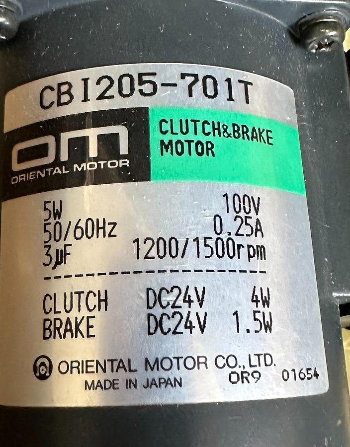 Used NEW ORIENTAL MOTOR CBI205-701T / CBI205701T CLUTCH & BRAKE MOTOR 100V *PREWIRED