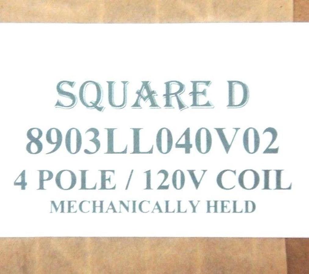 Used SQUARE D 8903LL040V02 CONTACTOR 4-POLE, 120V COIL, 8903LLO40V02