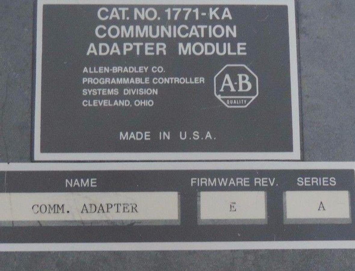 Used ALLEN BRADLEY 1771-KA COMMUNICATION ADAPTER MODULE FIRMWARE REV E SER A 1771KA