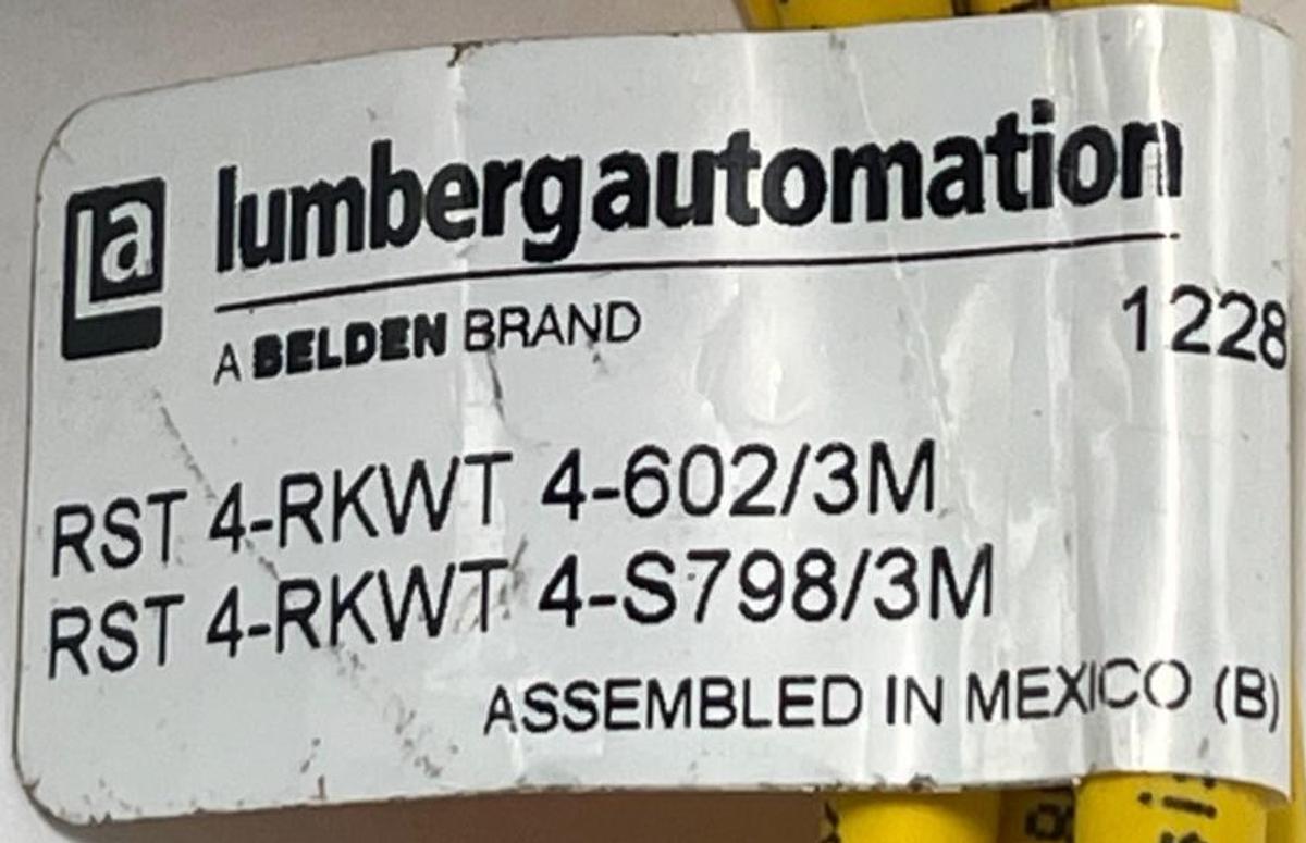 Used LUMBERG RST 4-RKWT M12 Male Straight to Female Right Angle 4-Pin Cordset 1228mm