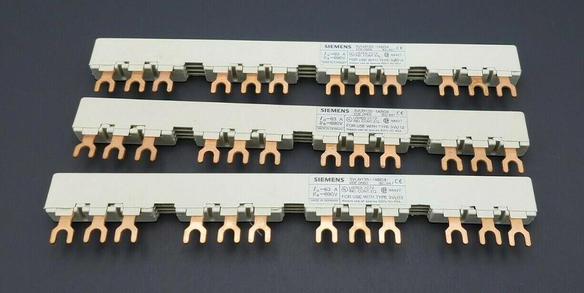 Used LOT OF 3 SIEMENS 3VU9135-1AB04 LINE SIDE FEEDERS 3VU91351AB04