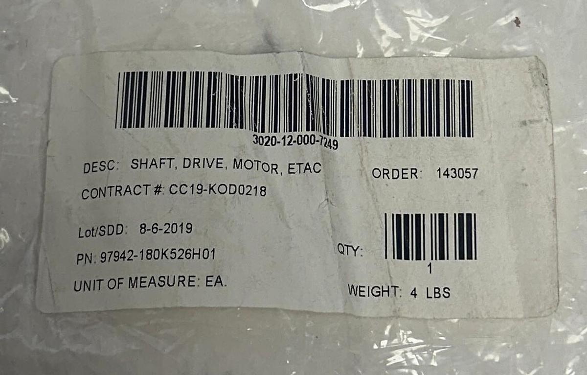 Used MOTOR DRIVES & CONTROLS 97942-180K526H01 / 97942 MOTOR DRIVE SHAFT ETAC NSNP